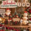 3Pcs 2D Flat Wooden Christmas Ornaments Rustic Style Christmas Figurines Home Decor