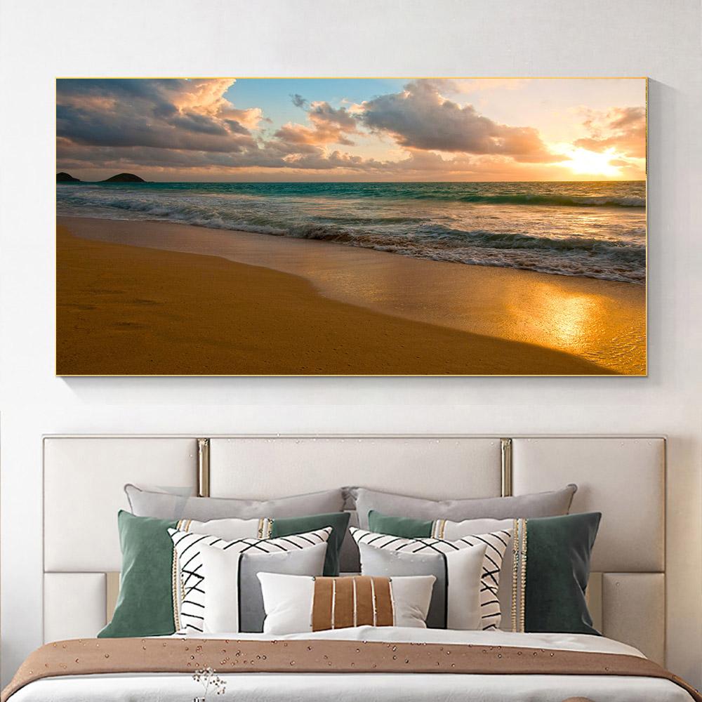 Modern Sea Wave Beach Sunset Landscape Canvas Painting Nature Seascape Posters and Prints Wall Art Pictures Home Decor