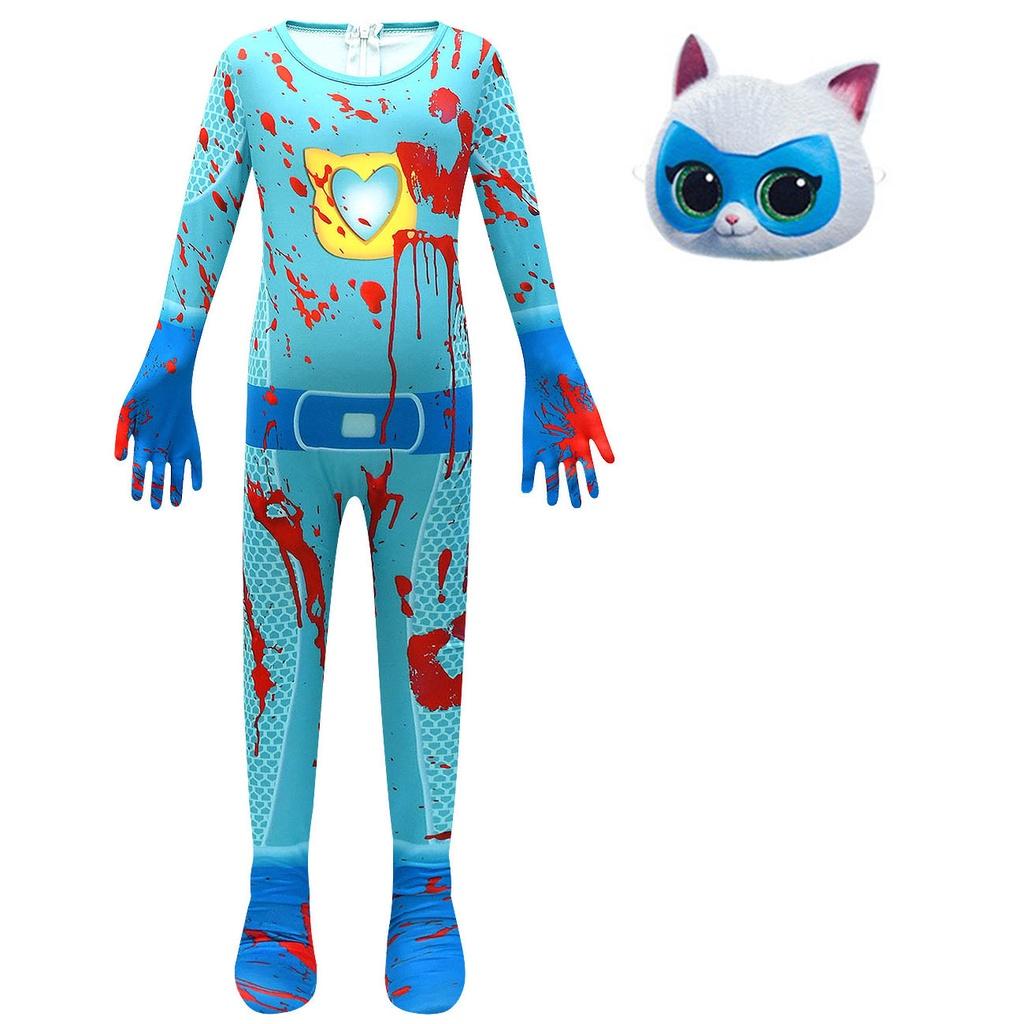 Superkitties Kids Onesie Costume With Soft Milk Silk Fabric Cartoon Style Purple Blue Pink Orange 100cm-150cm/43.3-59.05in