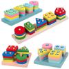 Montessori Játék Fa Építőkockák Korai Tanulás Oktató Játékok Szín Forma Párosítás Gyerek Puzzle Játékok Gyermekeknek Fiúknak Lányoknak