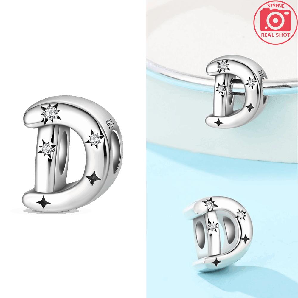 925 Silver Elegant A-Z White Zircon 26 Letters Charms Beads Fit Bracelet Women Jewelry DIY Birthday Anniversary Gift