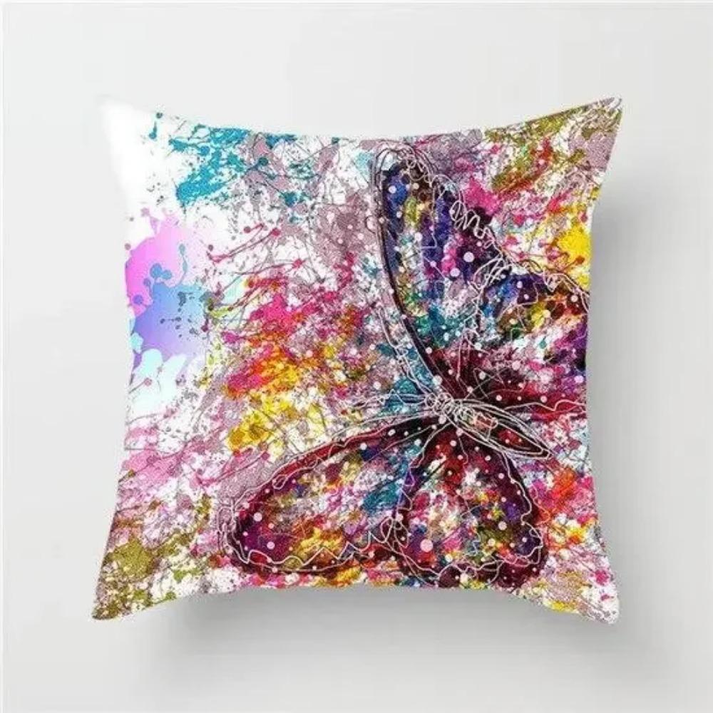 Juste de coussin papillon pour canapé, chaise, taie d'oreiller fleur animale, décoration d'intérieur, étreinte peinte