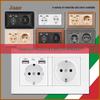 Type 146 Dual USB 16A Two-Gang European Power Socket Panel with German Standard Switch (Concealed)
