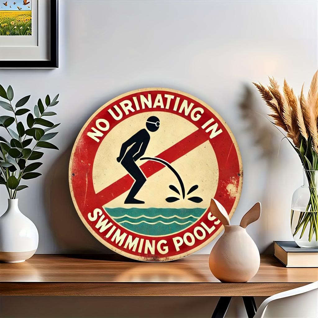 Vintage "No Urinating In Swimming Pools" Aluminum Sign