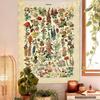 VIKAMA Illustrated Botanical Tapestry Vintage Floral Tapestry Long Vertical Wall Hanging Bedroom Floral Decorative Hanging