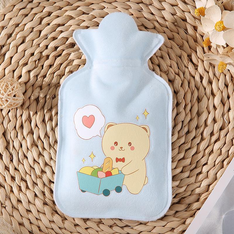 Cartoon Flannel Anti-Scalding Hot Water Bottle - Portable and Refillable for Students and Babies