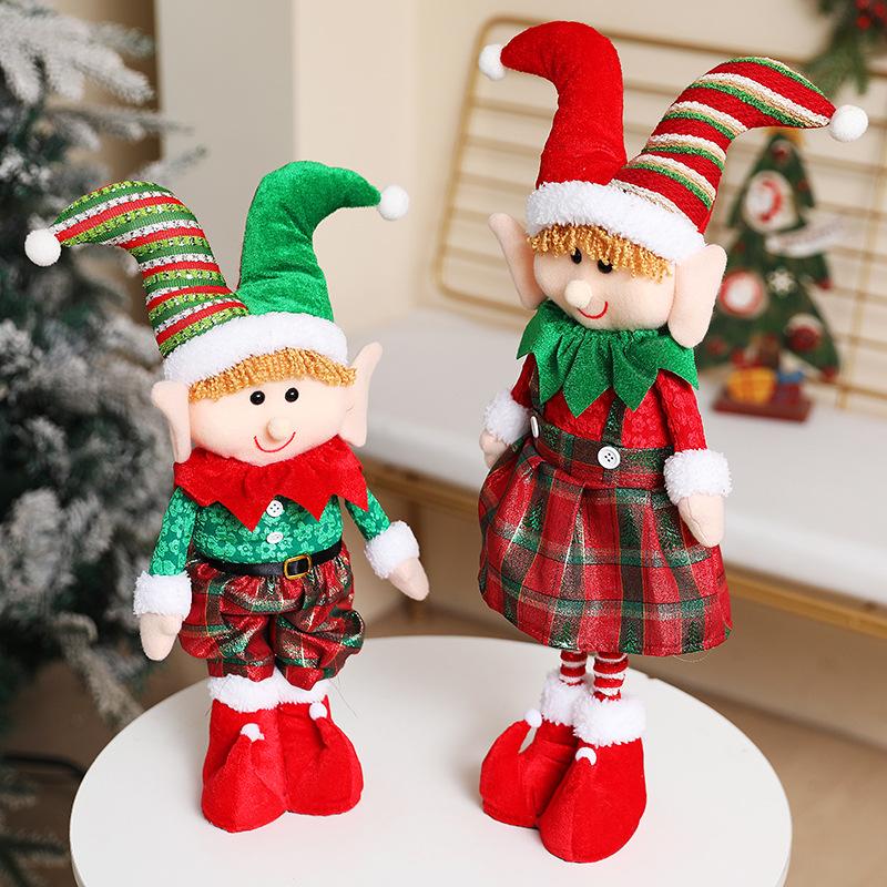 Christmas Decoration Elf Doll Christmas Gift Retractable Elf Doll Under The Christmas Tree Dress-up Props