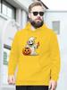 Cartoon Happy Ghost With Big Small Pumpkins Halloween Front Graphic Oversized Male Hooded Sweatshirt