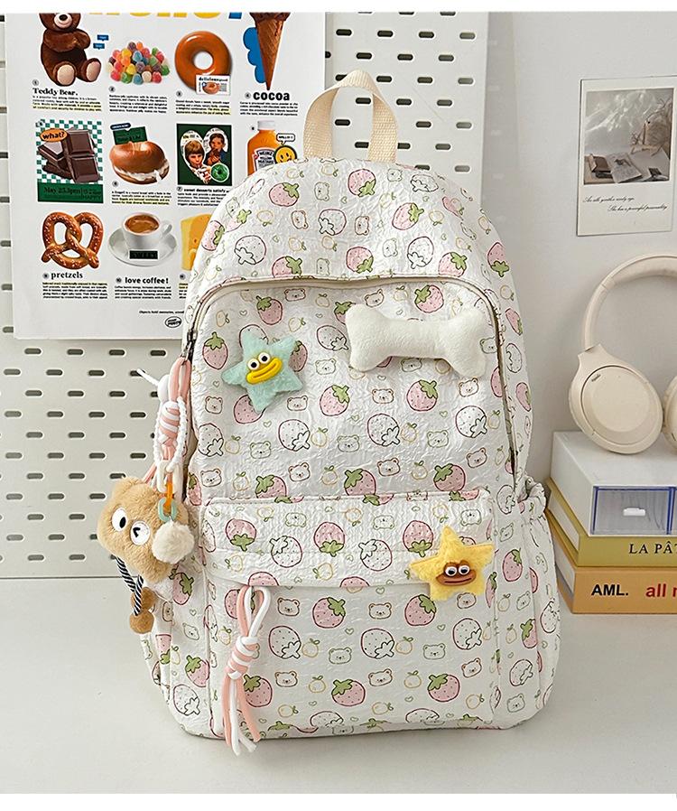 School Bag Korean Ins Wind Floral Junior High School Student School Bag High Value Large Capacity Backpack Simple and Lightweight Campus Backpack
