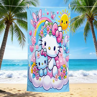 1Pc Hello Kitty Garden Beach Towel, Quick Dry, Multi-Use for Beach Pool Gym Yoga Home Travel, Christmas, Halloween, Xmas Gift S929152