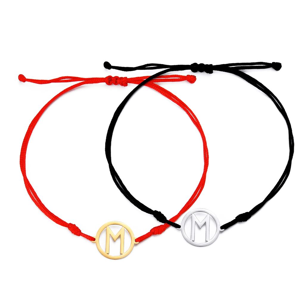 Dawapara Norse Runes Bracelet Elder Futhark Rune Charm Adjustable Rope Bracelet Stainless Steel Viking Jewelry