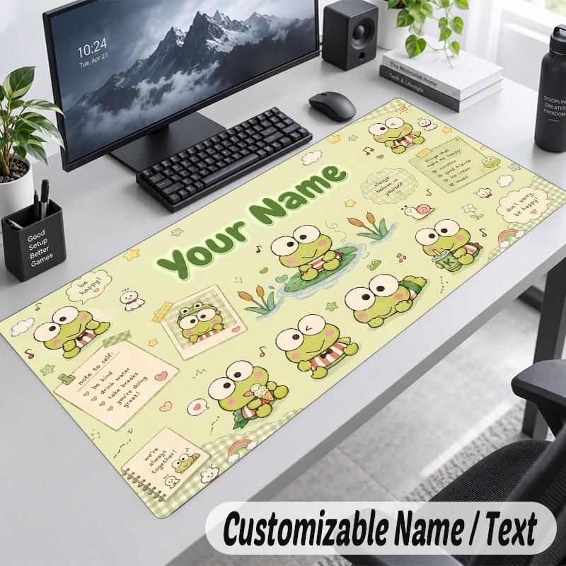 Keroppi Personalized Large Mouse Pad Custom Name Text Extended Desk Mat Gaming Mousepad