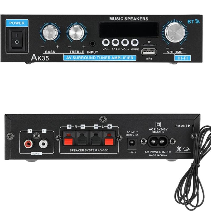 Nowy Wzmacniacz Mocy Domowej AK35 800W 2-kanałowy Bluetooth 5.0 Mini Hifi Cyfrowy Wzmacniacz Dźwięku Stereo Obsługa FM USB SD Wejście Mikrofonowe