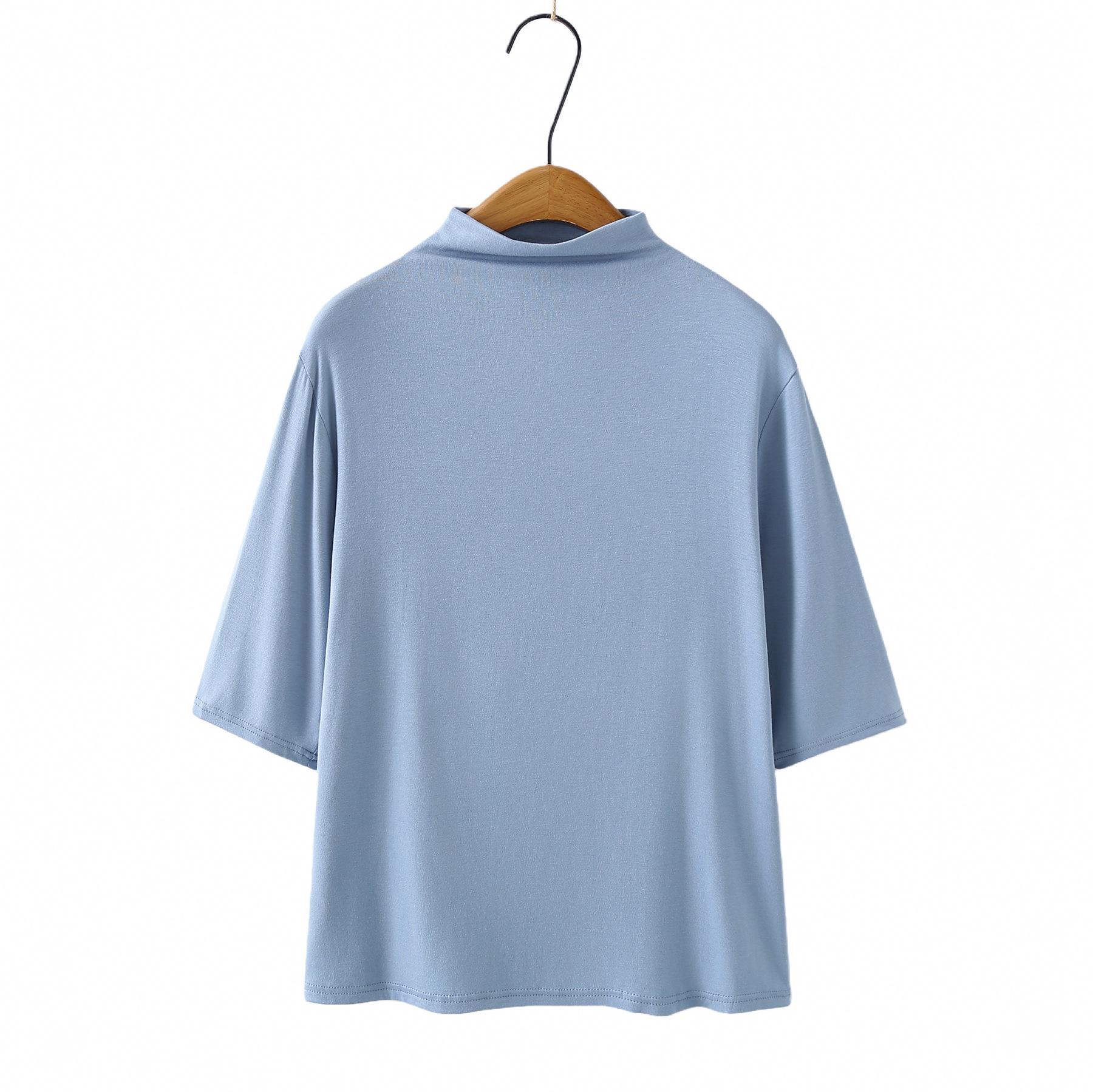 

Plus Size Women s Long Sleeve Base Layer Top, Half-High Collar Spring 2026, Elastic Inner Wear for 200 Jin, Short Sleeve T-shirt 073 4XL