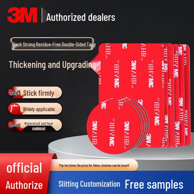 

3M Strong Residue-Free Double-Sided Tape – High Temp & Waterproof for Mobile Holders, Dash Cams, etc. Black 1.1mm Thick, 25mm Round, 5 Pieces
