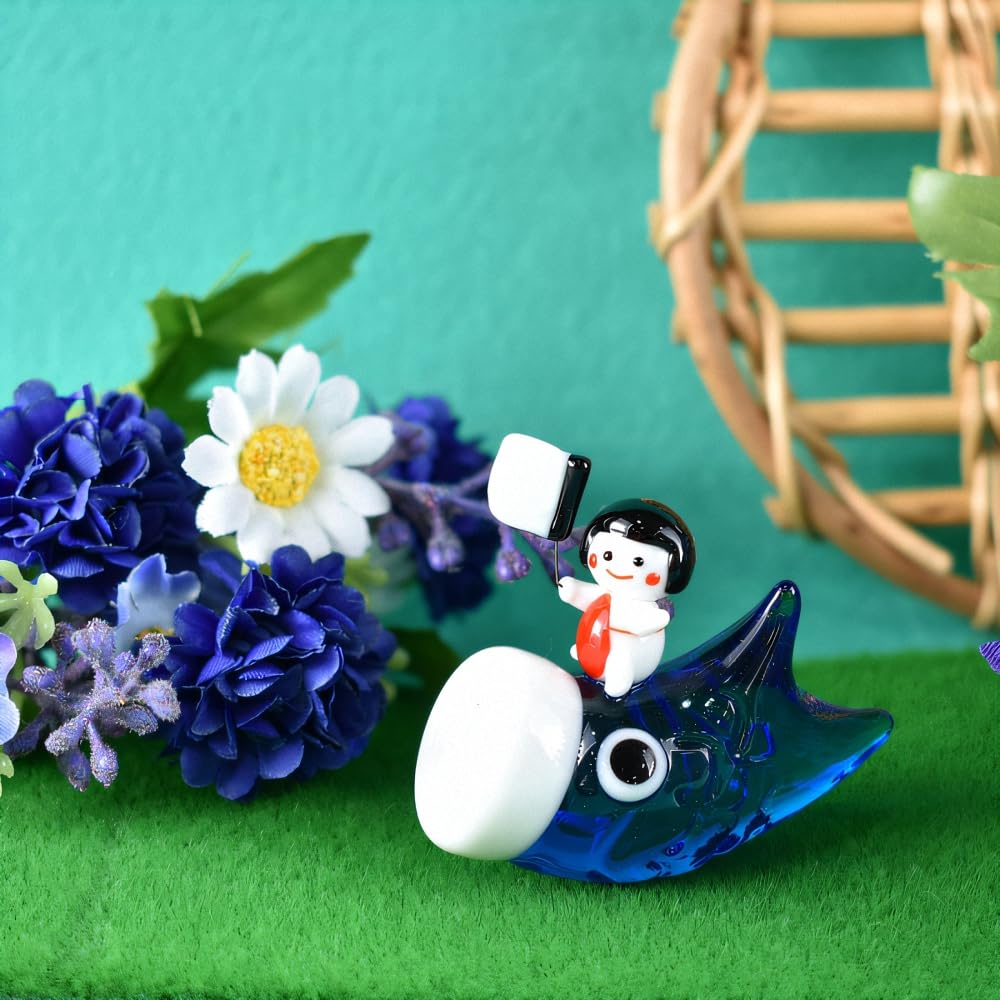 Four Cart Cute Handmade Glass Craft Boys' Day Waterfall Climbing Axe Kintaro