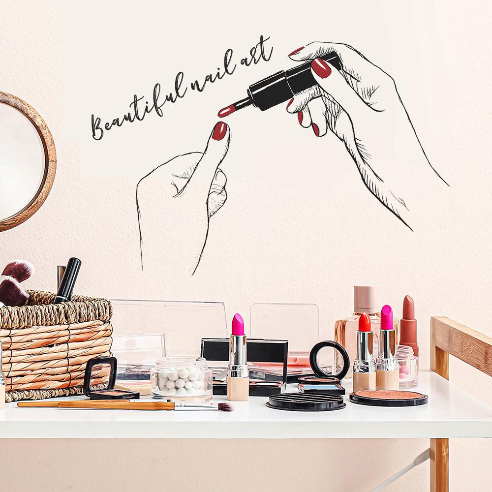 Simple Sketches with Nail Polish on Both Hands for Bedroom Dressing Room Decoration and Beautification Wall Stickers