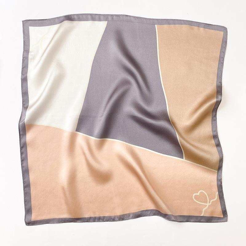 Autumn and winter striped silk scarf women s small square scarf spring and autumn fashion mulberry silk scarf geometric love 53*53cm
