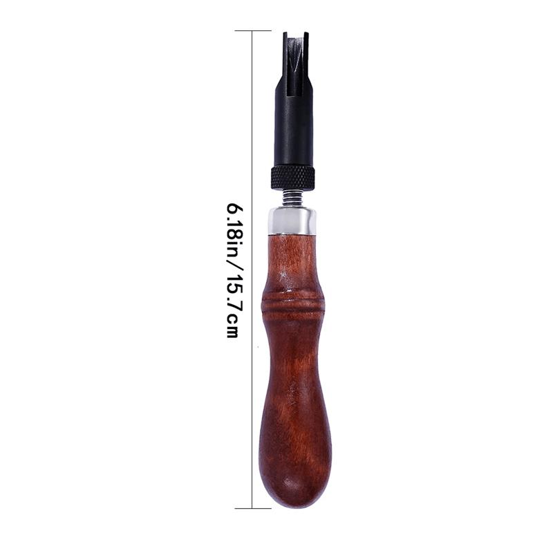 Adjustable Push Grooving Device Durable V Type Leather Groover Wood Handle Leather Craft Gouge Cutting Tools