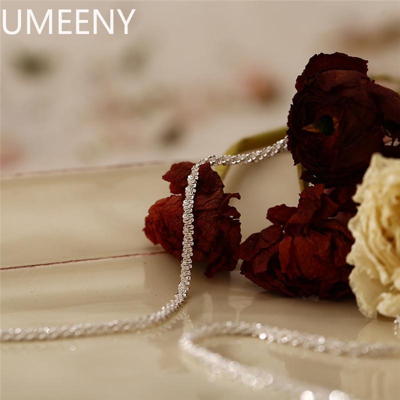 New S925 Sterling Silver Necklace 2mm Sparkling Collarbone, Sweater Chain, High Charm Zircon Gift Women