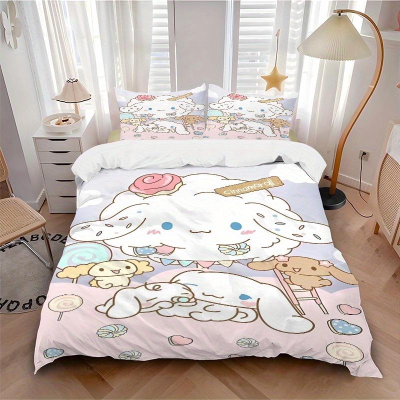 3pcs Soft Cinnamoroll Bedding Set - Includes Quilt Cover and Pillowcases, Suitable for All Seasons, Machine Washable - Ideal Gift for Family