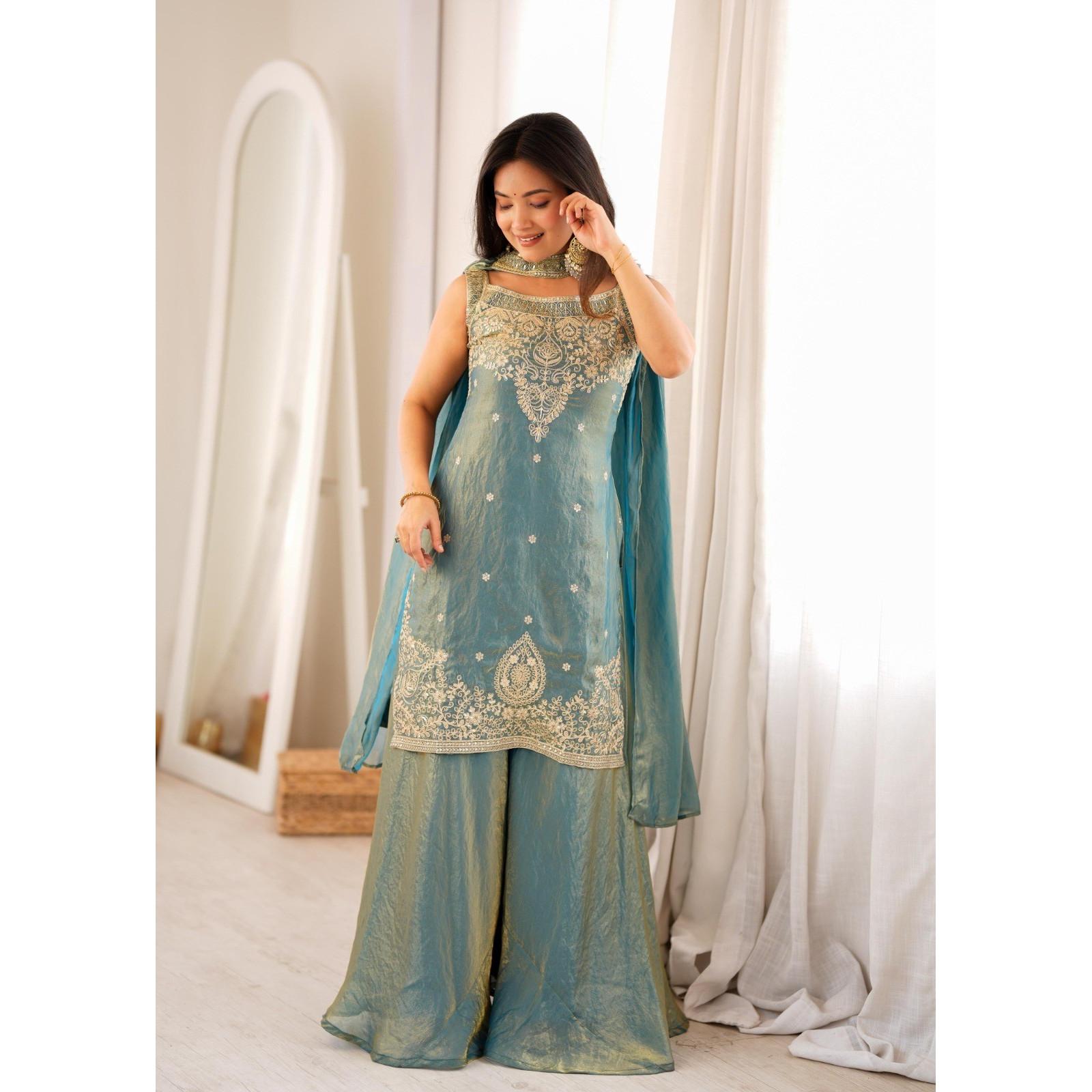 Designer Bollywood Top Sharara Suit Pakistani Party Wedding Wear Salwar Kameez M-38