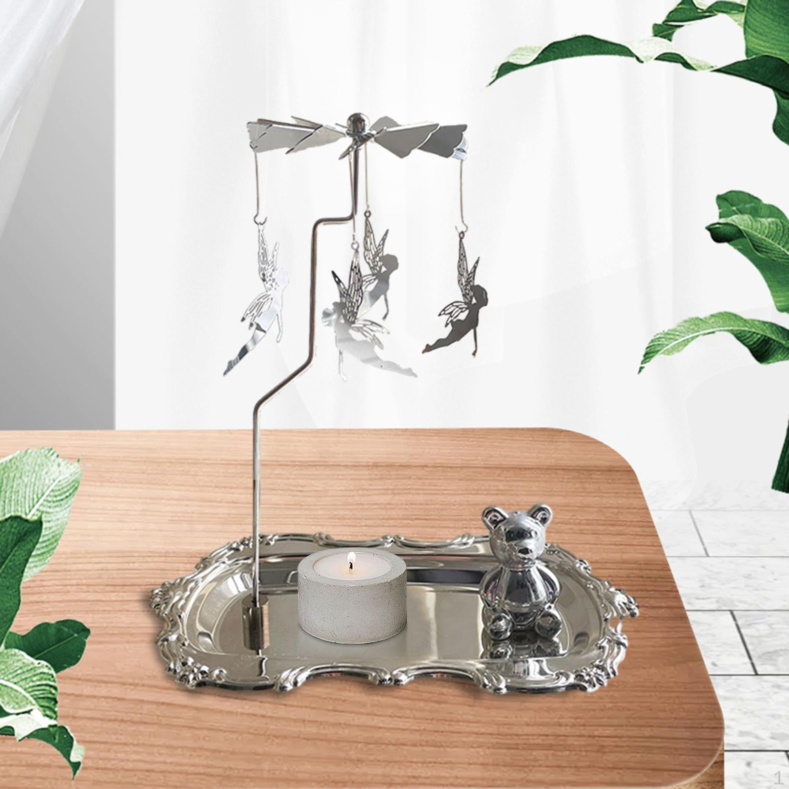 

Рождественский вращающийся подсвечник, вращающийся романтический ретро-подсвечник с орнаментом silver Angel