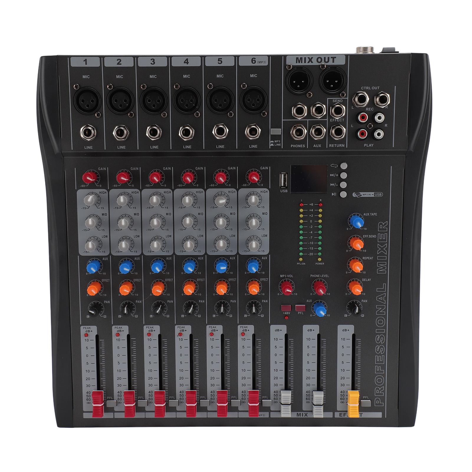 

6-канальный звуковой микшер профессиональный USB Bluetooth живая звуковая карта для записи подкастов на ПК в прямом эфире US Plug