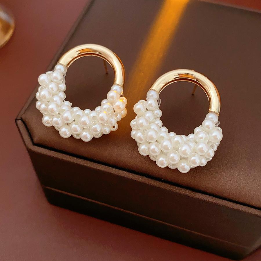 Silver Needle Luxury Pearl Heart Stud Earrings - Versatile, Fashionable Court Style