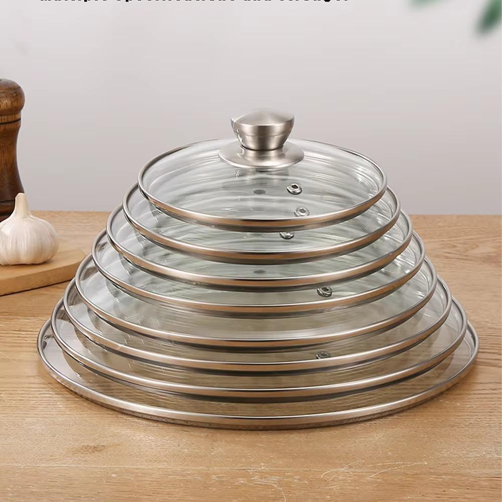 

Round Visible Pot Cover Stainless Steel Frying Pan Cover Kitchen Accessories 18cm