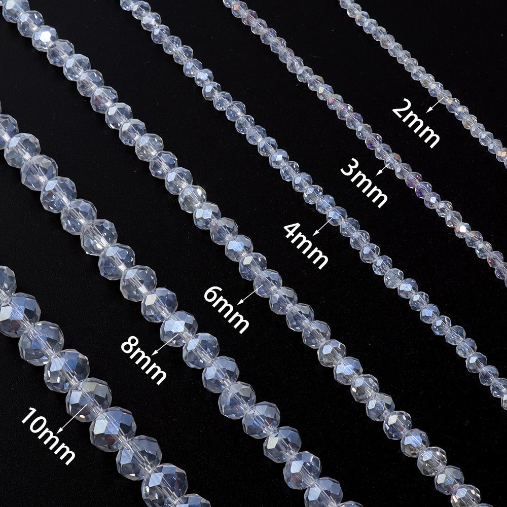 3/4/6/8/10mm Austria Faceted Glass Crystal Beads White Loose Spacer Beads For Jewelry Making DIY Bracelet Necklace Accessories