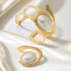 Exaggerated Pearl Spiral Bangle & Ring Set - Stylish and Unique Jewelry Design