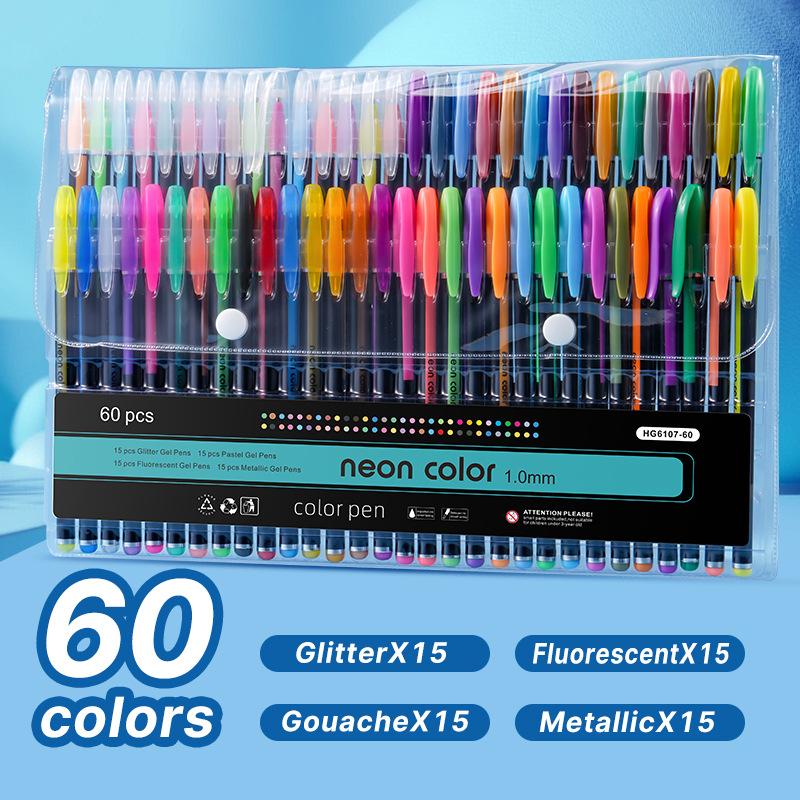 12/18/24/36/48/60colors Stationery Colored Neutral Watercolor Pens Highlighters Drawing Pens and Glitter Notebook Pens