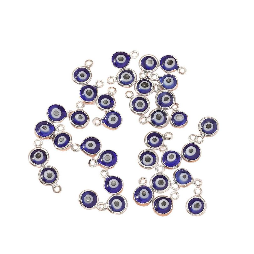40 blaue türkische Nazar-Anhänger für DIY-Halsketten-, Armband- & Ohrring-Bastelarbeiten