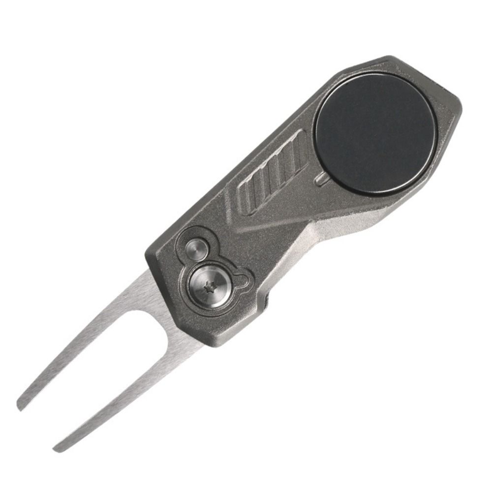 Switchblade Golf Divot Repair Tool Ball Marker Aluminum Alloy Mini Golf Divot Tools Foldable Button Golf Green Fork