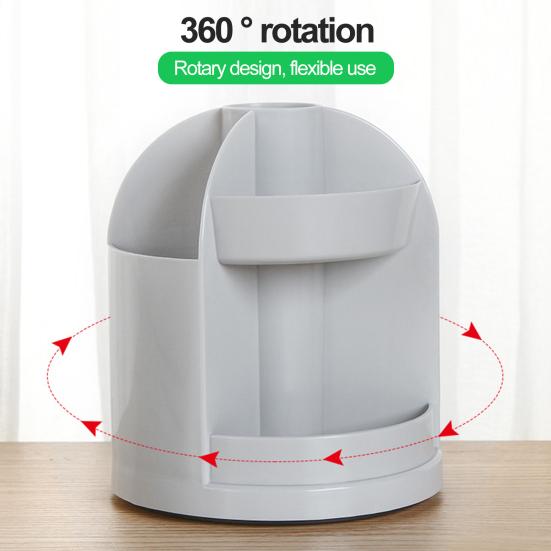 Pen Holder Makeup Organizer Creative Multi-Grid Design 360-degree Rotatable Easy Access Versatile Storage Box