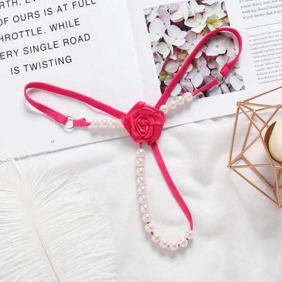 Kvinner Undertøy Flower Faux Pearls Thongs Sexy G String Transparent Truser