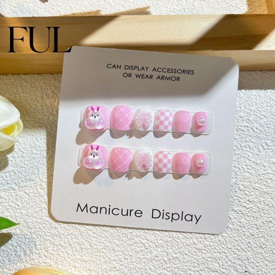 Kids Fun Nail Art 12Pcs Cartoon Stickers Cute Flower Cloud Heart Children Party Decorations Pattern Rhinestones Decals Self-adhesive Fake Nails