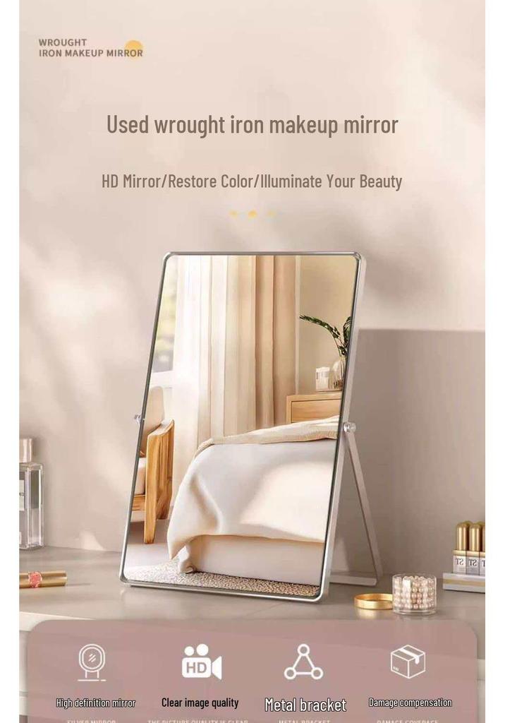 Elegant Rotating Makeup Mirror - Retro Style for Bedroom or Dormitory Dressing Table