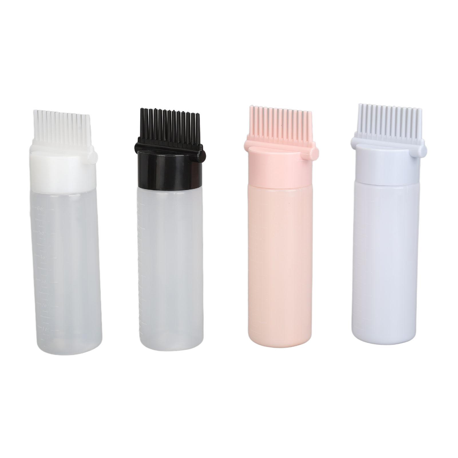 

4 шт. Бутылка-аппликатор для расчески с прозрачной шкалой, легко сжимаемая, кисточка для окрашивания волос, бутылка для волос