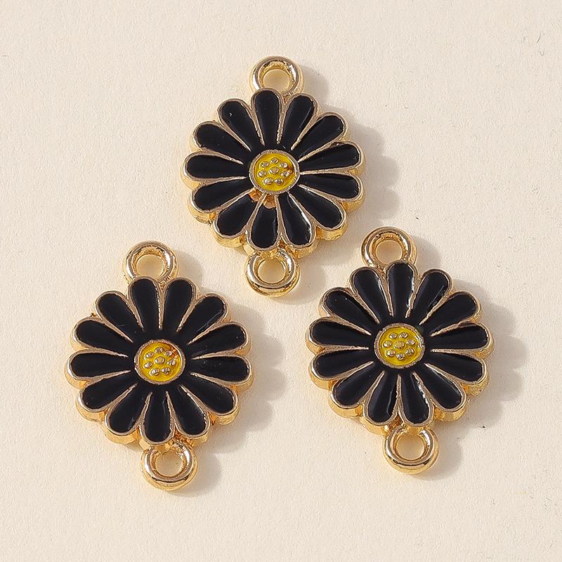 Leslie 10 Stück Bunte Doppel Loch Gänseblümchen Anhänger Für Schmuckherstellung Armband Halskette DIY Schlüsselanhänger Anhänger