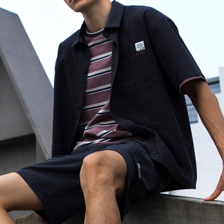 Mizuno Heritage Series Urban Functional Solid Color Simple Casual Loose Polo Shirt Unisex Shirts Charcoal-Gray D2CE41H1-90