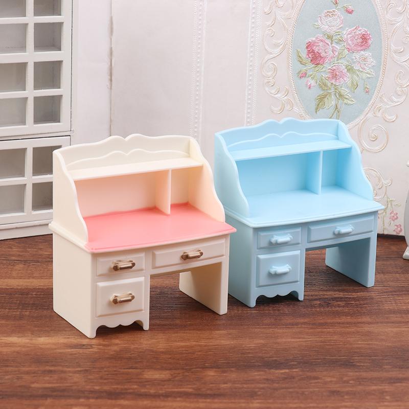 1Set 1:12 Dollhouse Miniature Writing Desk Chair Study Table Furniture Model Study Room Decor Toy Doll House Accessories