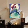 Dreamy Pearl-Inlaid Little Mermaid Frameless Art | Moonlit Starry Bg, Handmade Pearl & Diamond Craft, Ideal for Retro, Fairy, Luxury Home Decor