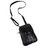 Men'S Genuine Leather Mobile Phone Bag Wearing Belt Waist Bag Multi-Function Shoulder Messenger Bag Black Cowhide Double Zipper Bag