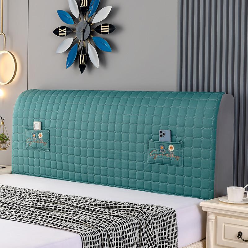 Simple Modern Style Bed Head Cover with Elastic All Inclusive Bedroom Dust-proof and Anti-collision Thickened Universal Headboard Cover with Pocket