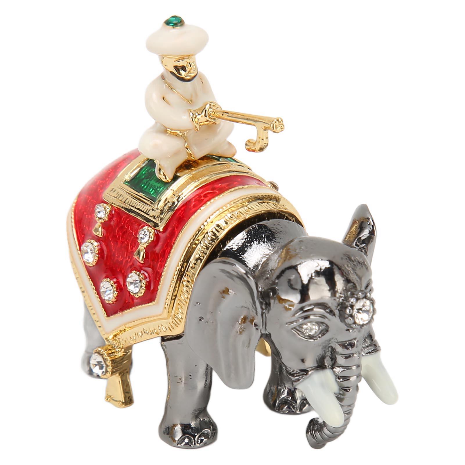 

Шкатулка для украшений в виде слона, инновационная расписанная вручную металлическая шкатулка для мелочей со стразами для колец, серег