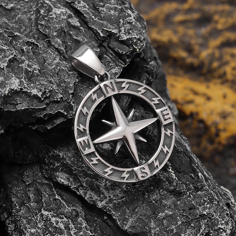 

Популярный простой кулон-ожерелье в виде компаса, ретро, персонализированный, из титановой стали