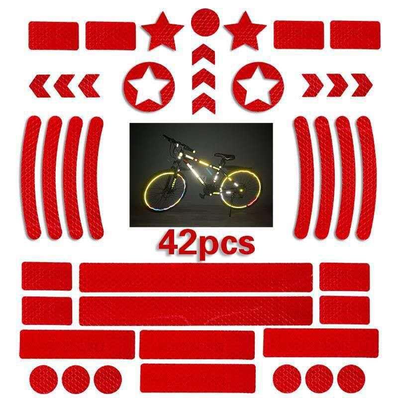 42PCS/set Car Bicycle Reflective Sticker Night Safety Logo Grid Stripe Warning Strip MTB Scooter Helmet Body Reflective Sticker