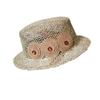 Japanese Small Fresh Small Brim Salty Grass Seaweed Woven Flat Top Top Hat Women'S Summer Sunshade Fun Flower Small Straw Hat